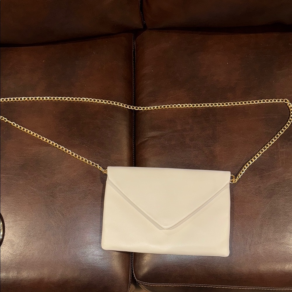 A New Day Cream and Gold Clutch with gold Chain